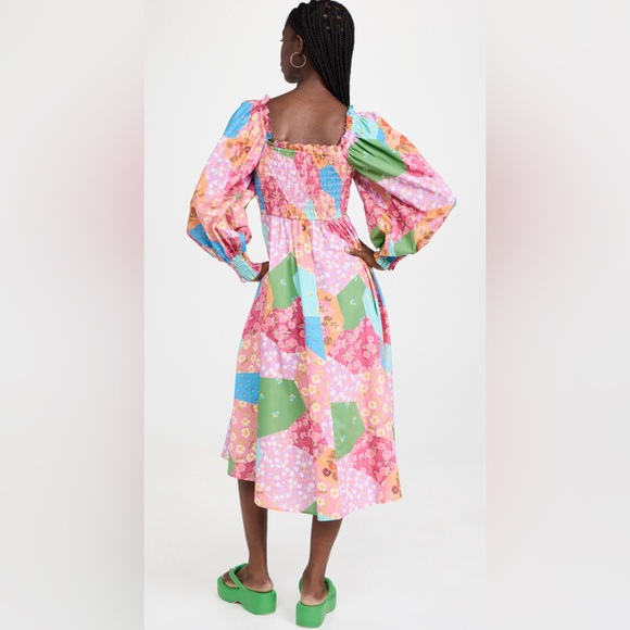 Spell Freda Shirred Midi Dress Sz medium patchwork new with out tags - Picture 3 of 11